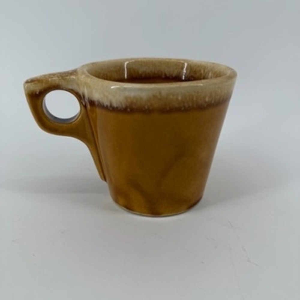 Hull Pottery Oven Proof USA Brown Drip Glaze Mug Ring Handle Vintage MCM